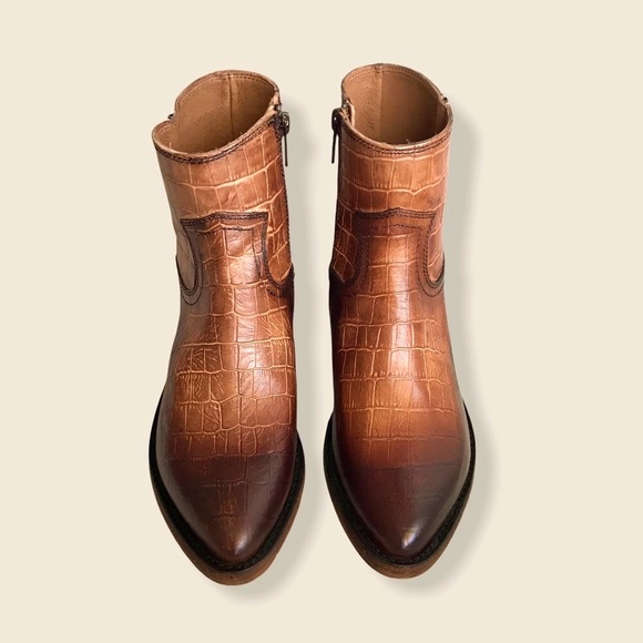 Frye Billy Croc Leather Inside Zip Ankle Booties - Picture 10 of 16